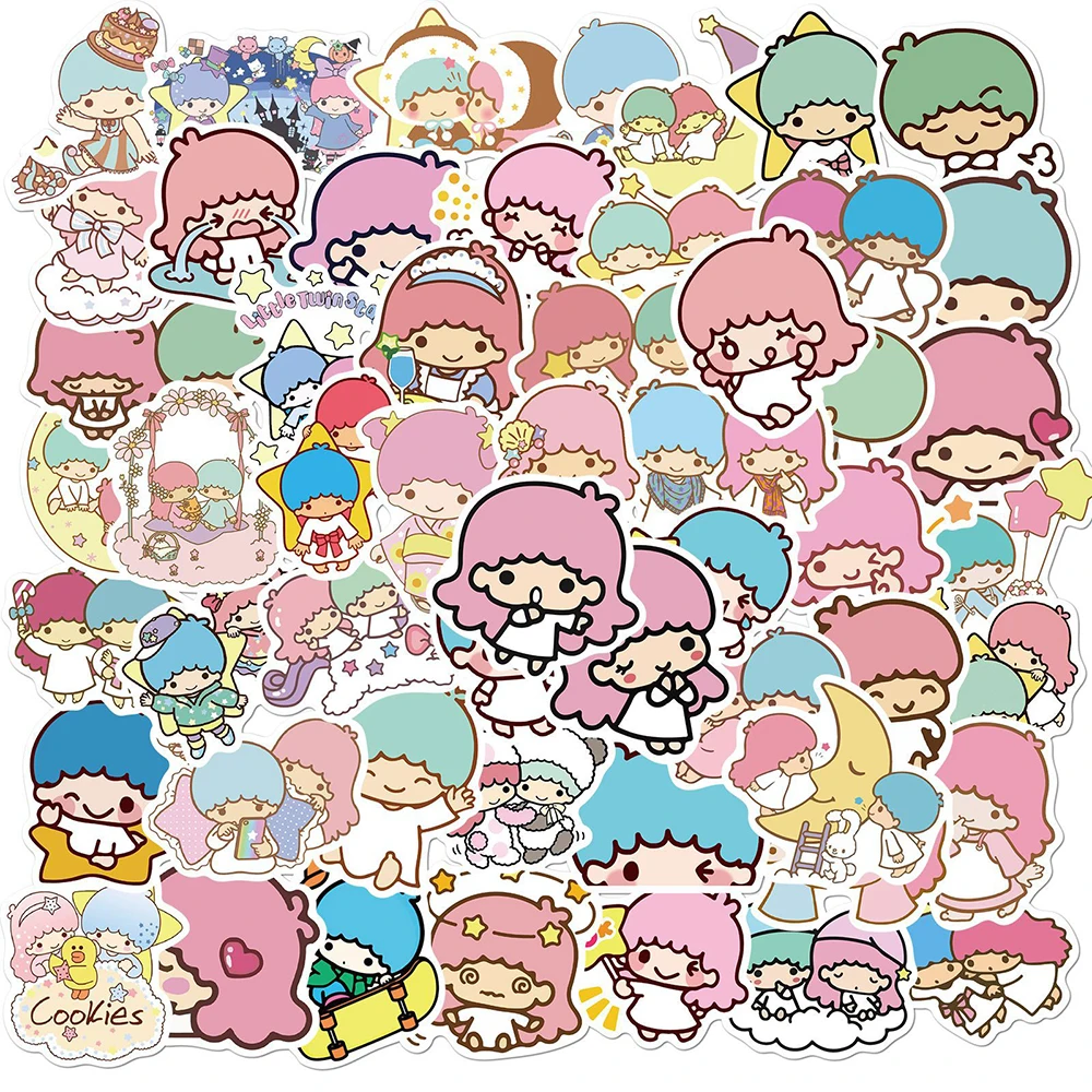 10/30/50/100 Stück süße kleine Zwillingssterne süße Sanrio Cartoon Aufkleber für Laptop Skateboard Scrapbook Bike Kawaii Aufkleber Aufkleber