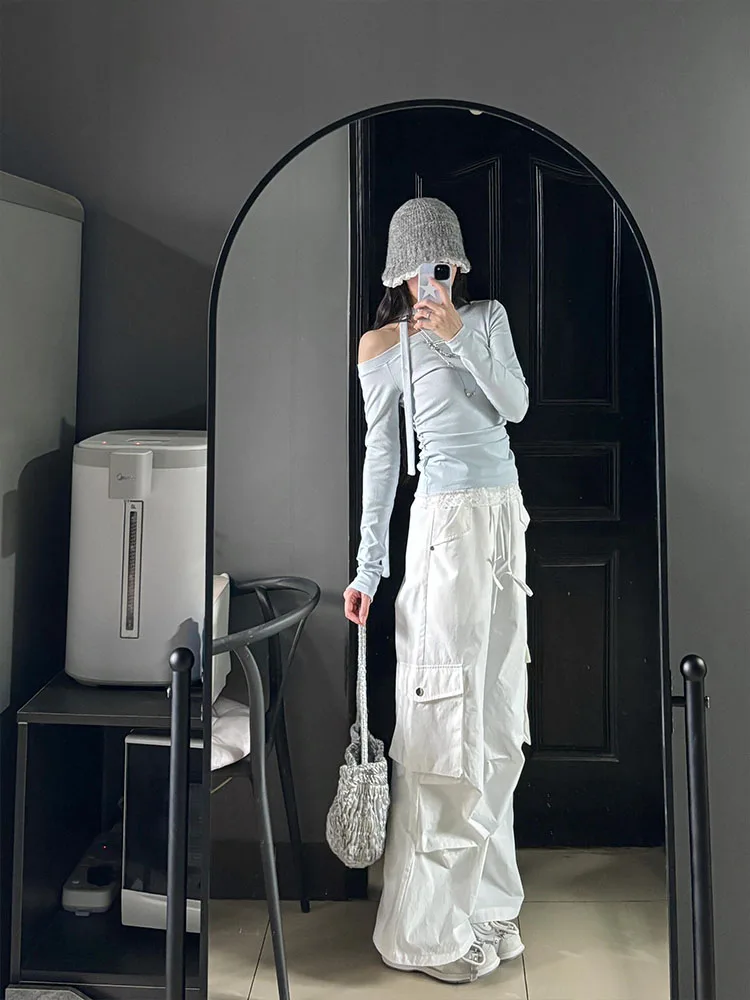 Oulder Bared Long Sve T irt المرأة الربيع الكورية Sle سليم صالح ملابس داخلية قاعدة irt مثير فتاة oulder أعلى