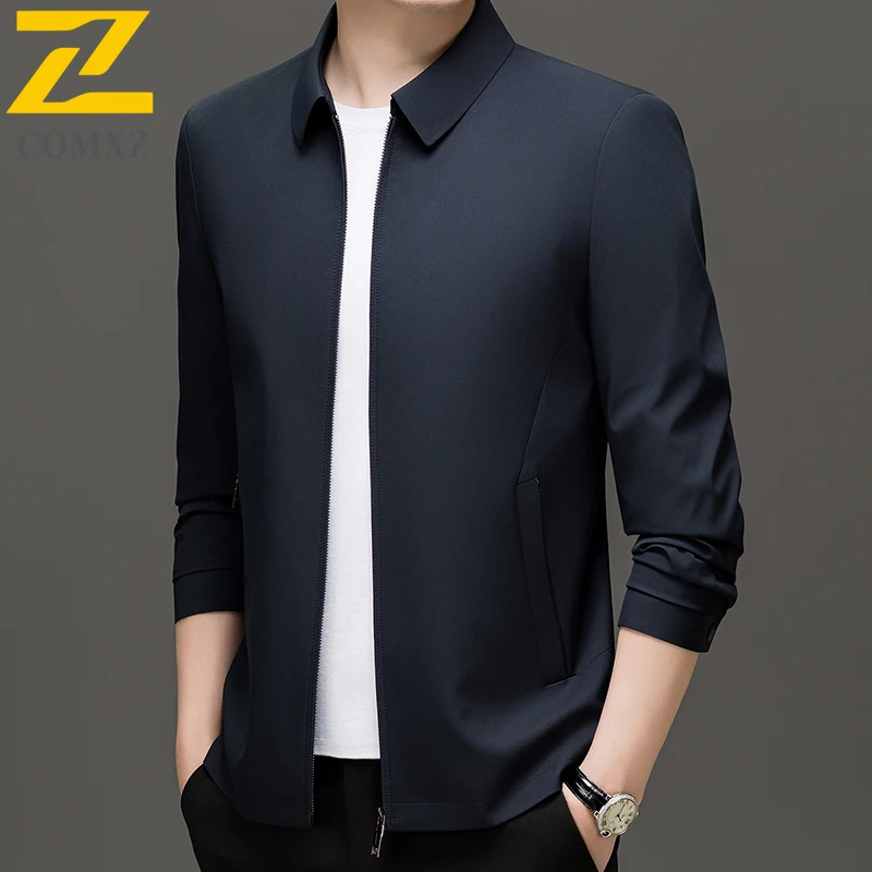 COMXZ New Jacket Men Premium Quality Lapel Business Casual Working Coat Fashion Comfort Lightweight Spring Autumn Outer Garment