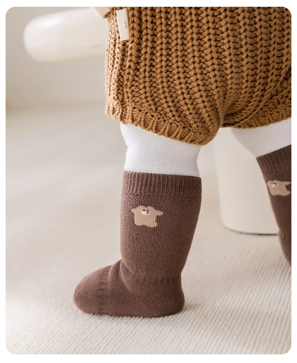MILANCEL Kindersocken 0-5T Babysocken Winter Warme Verdickte Mädchen-Bodensocken Cartoon Kinder Rutschfeste Mittellange Socken – Detail 14