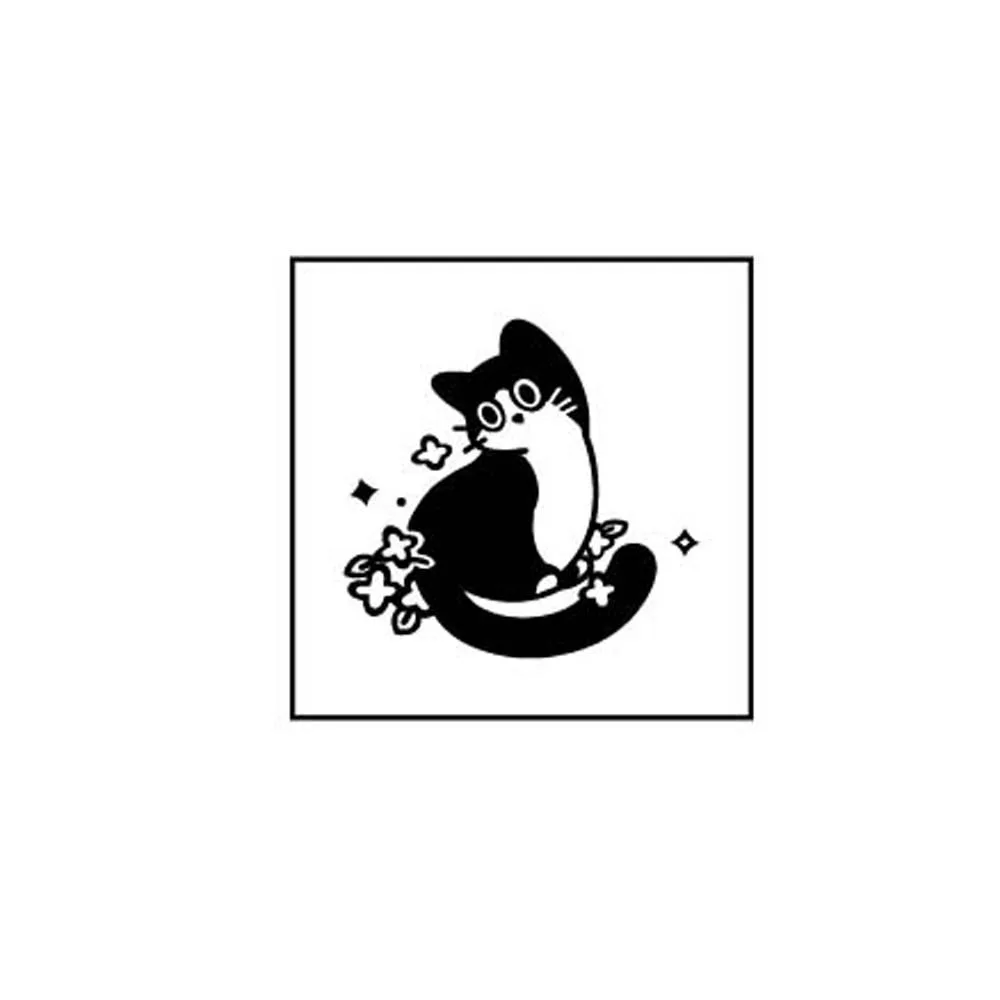 Diy Craft Black Cat Stamps Cute Pet Retro Vintage Wooden Rubber Stamps Animal Shape Handmade Cat Seal Stamping Card Making