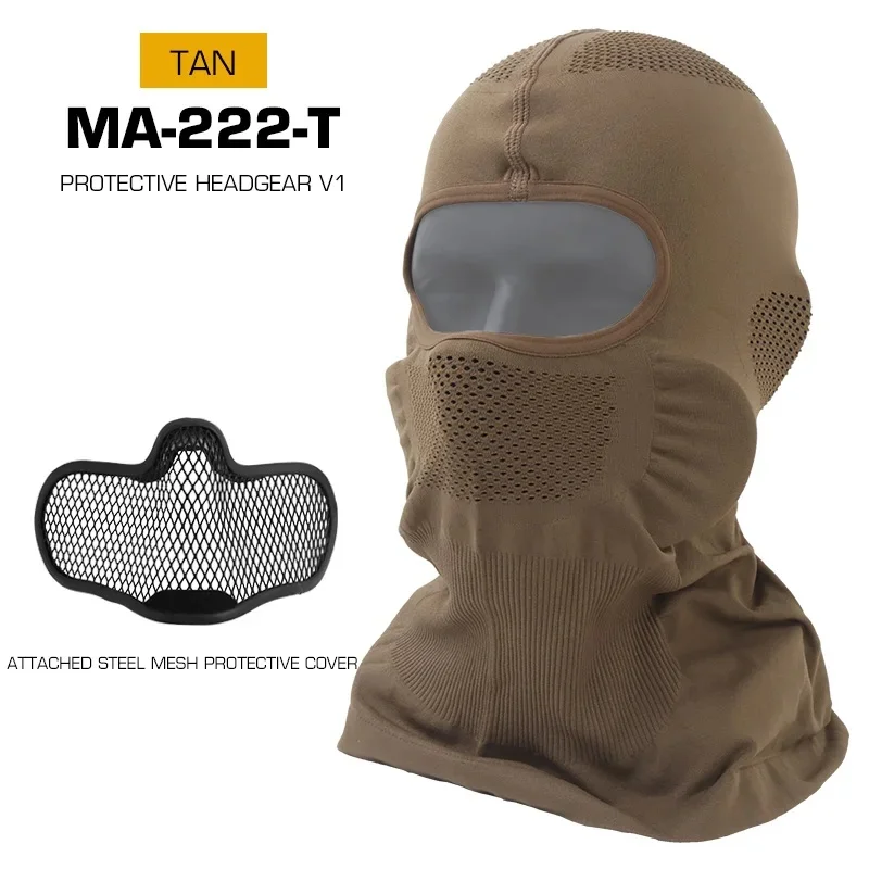 Tactical Full Face Mask High Elasticity Breathable Balaclava Hat Protective Headgear for CS Paintball Motorcycle Fast Helmet