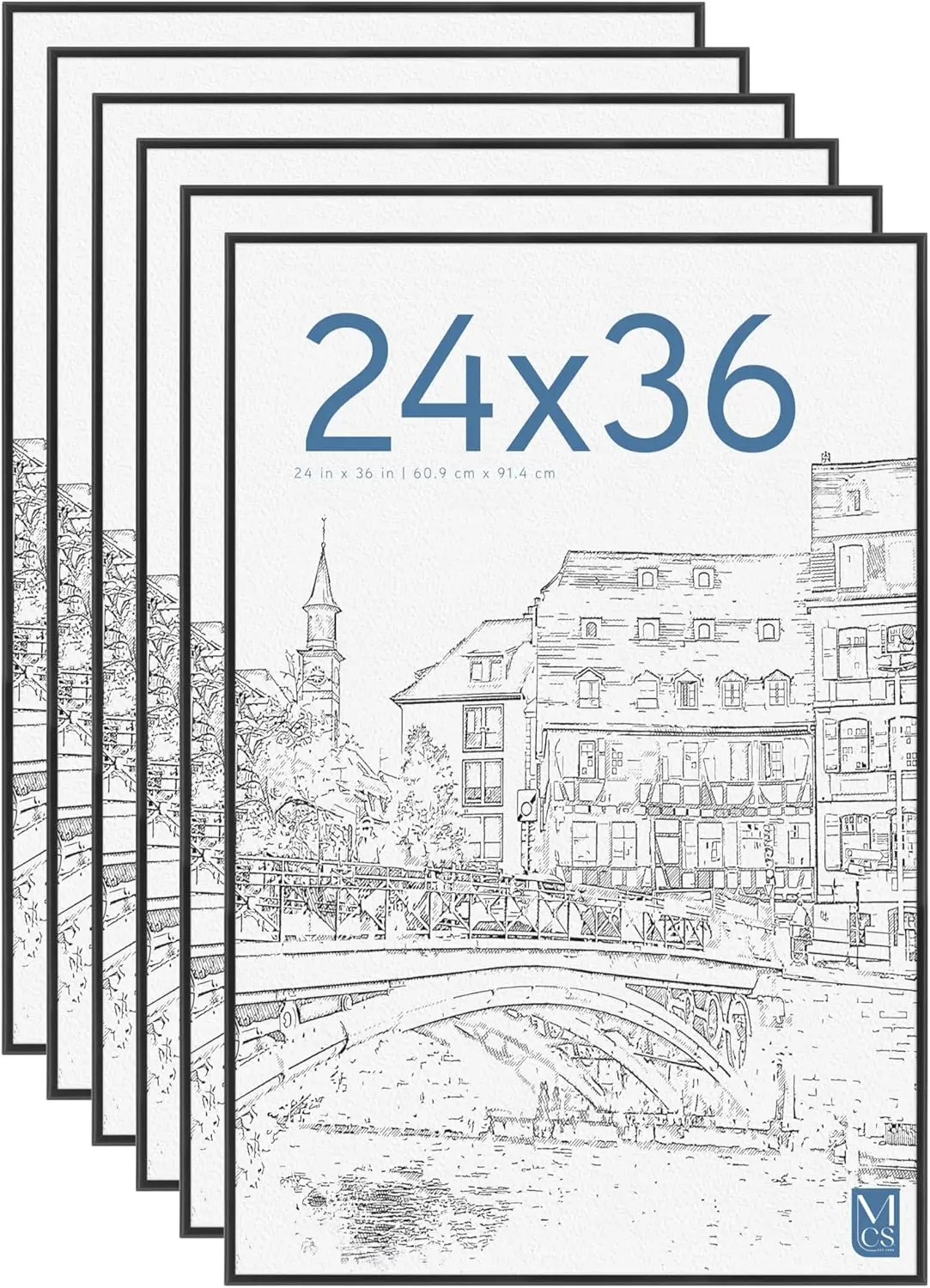 

24x36 Inch Large Picture Frame Set (6-Pack) - Lightweight Wall Hanging for Posters, Art Prints & Gallery Decor