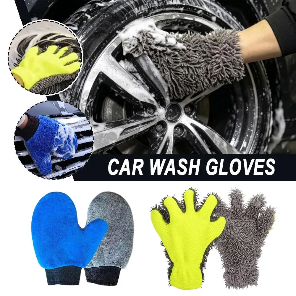 Car Washing Gloves Double Sided Chenille Microfiber Car Wash Glove Thickened Absorbent Cleaning Mitt For Car Detailing Washing