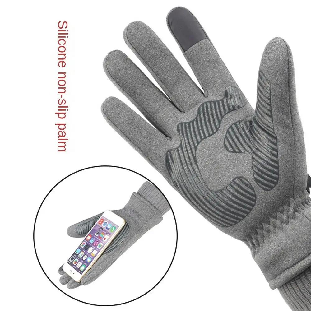 Guanti antivento per sport all'aria aperta Guanti termici ispessiti impermeabili con dita intere Guanti da sci da snowboard in pile PU Caldi invernali