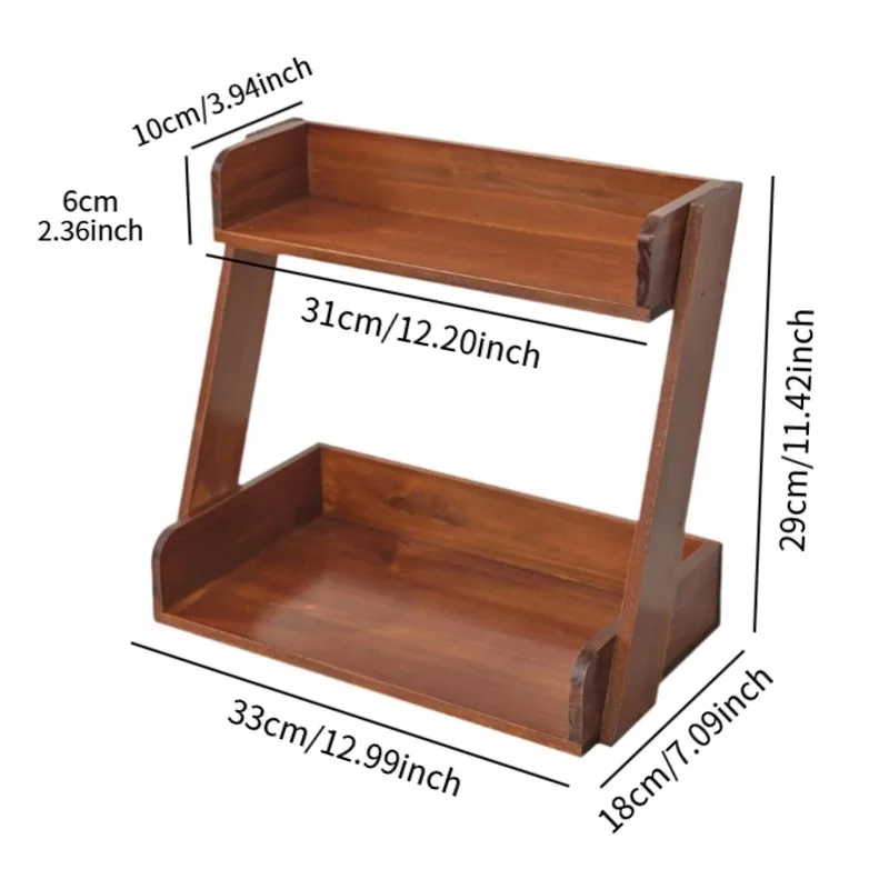 Multi-tiered Wooden Storage Shelf Plant Holder Coffee Station Organizer for