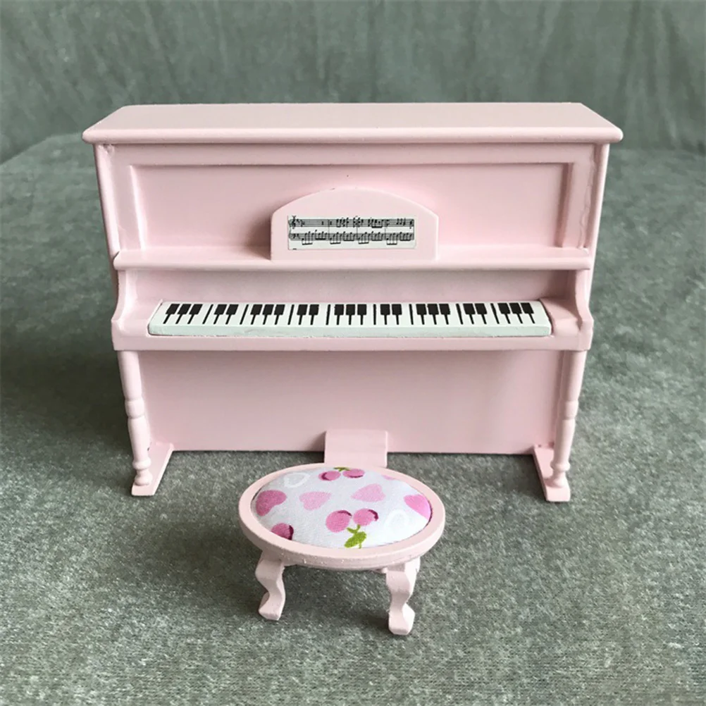 Piano Mini Furniture Miniature House Accessory Delicate with Chair Bamboo Child