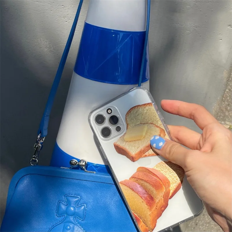 Koreanische Ins Butter Brot Telefon Fall Für iPhone 16 14 15 13 12 11 Pro Max Mini 7 8plus Se XS XR Weiche Kristall Silikon Zurück Abdeckung