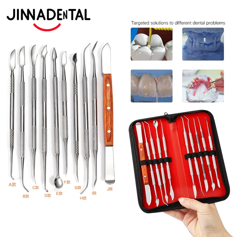 

10 шт./компл., стоматологический шпатель, гипсовый нож, практичный универсальный набор инструментов из нержавеющей стали для резьбы по зубах, воска, инструменты для стоматологических инструментов
