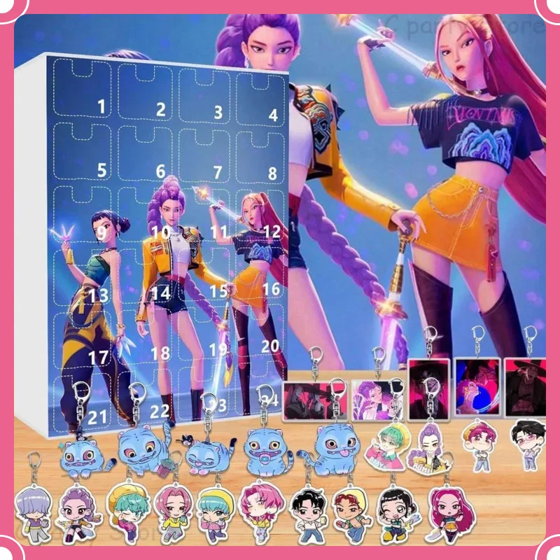 Nouveau calendrier de l'avent chasseur de démons K Pop chasseur de démons Rumi Mira Zoey Tiger compte à rebours de noël calendrier de l'avent cadeau 24 jours