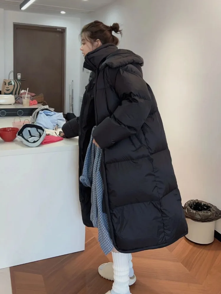 ملابس الشتاء معطف طويل منتفخ المرأة الجديدة فضفاضة سميكة سترة قطن طويلة الركبة مقنعين سترة قطن صافي الأحمر الكورية JJ1219 #6