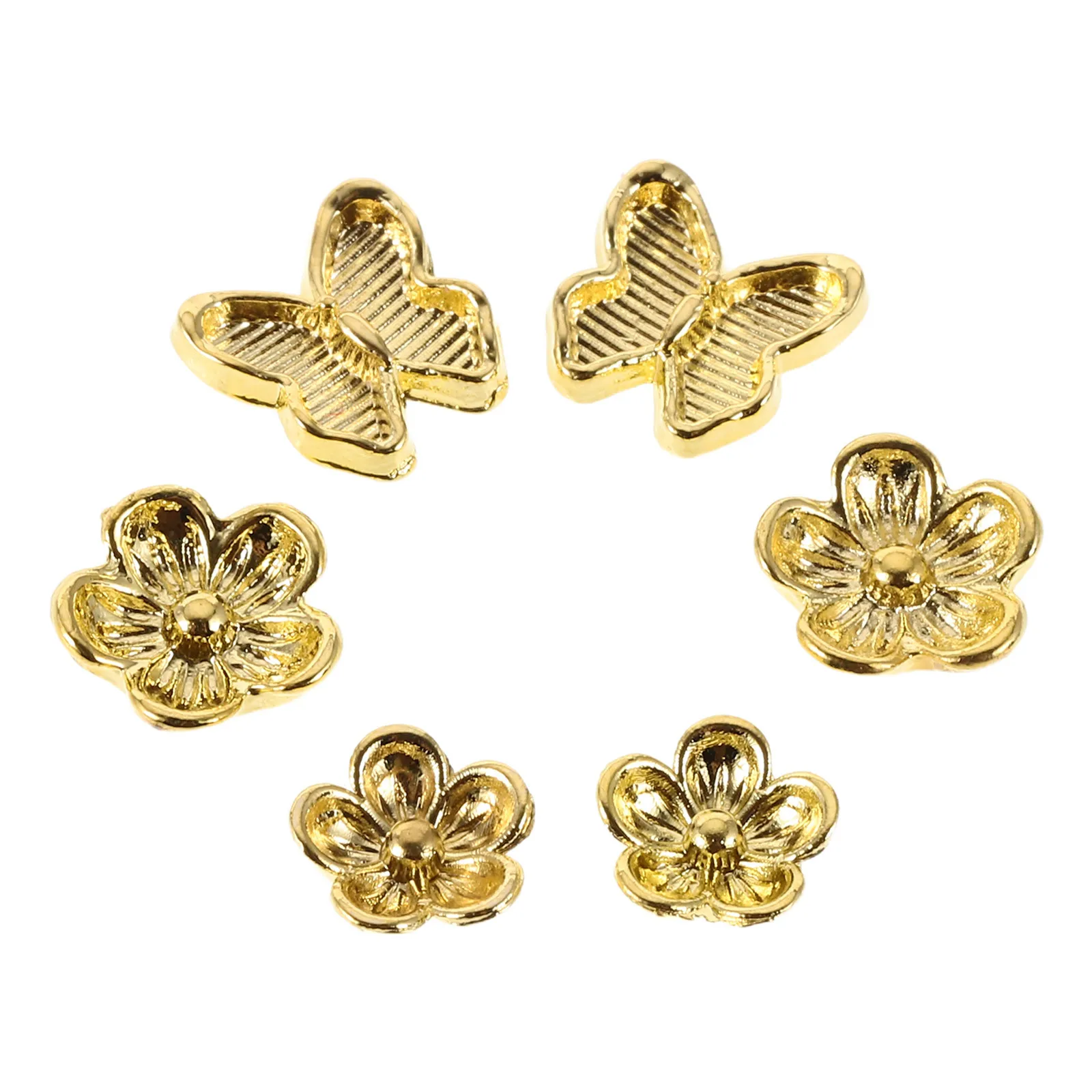 

6Pcs Butterfly Nail Art Charms Vintage Alloy 3D Floral Nail Accessories Elegant Manicure Embellishments for Wedding Party DIY