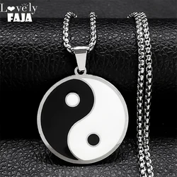 2024 Fashion Yin and Yang Gossip Taiji Stainless Steel Necklaces for Women/Men Statement Necklace Jewelry bisuteria N8476S03