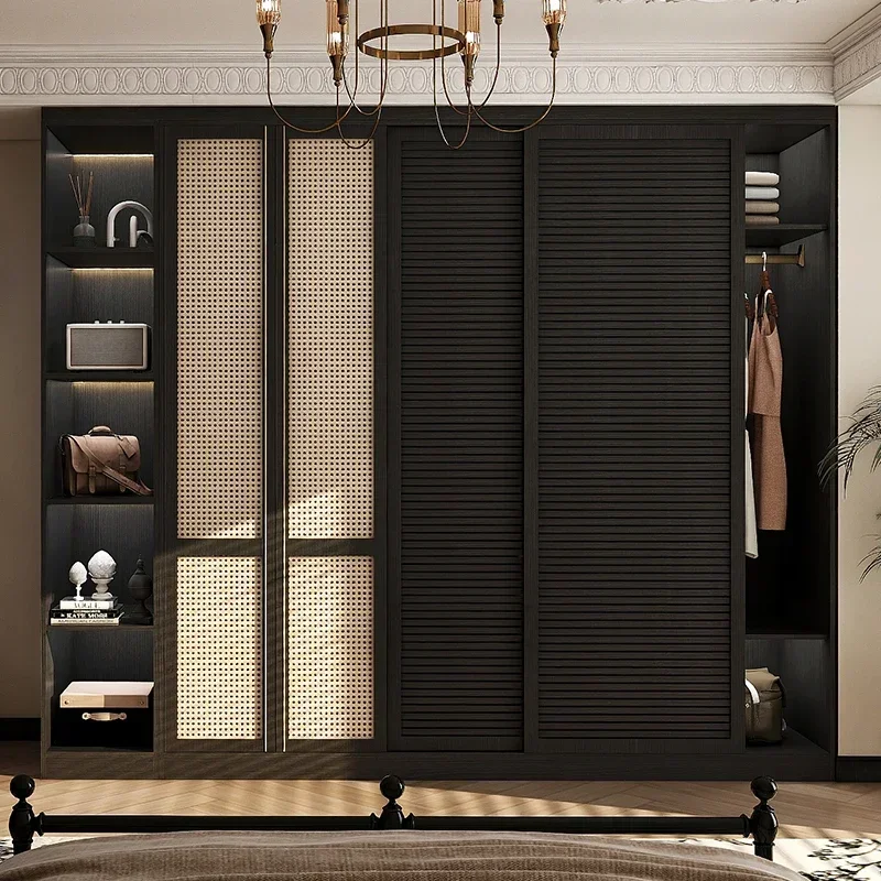 

Drawers Locker Tall Wardrobes Rattan Luxury Bedroom Sliding Door Clothes Closet Organizer Storage Guarda Roupas Furniture