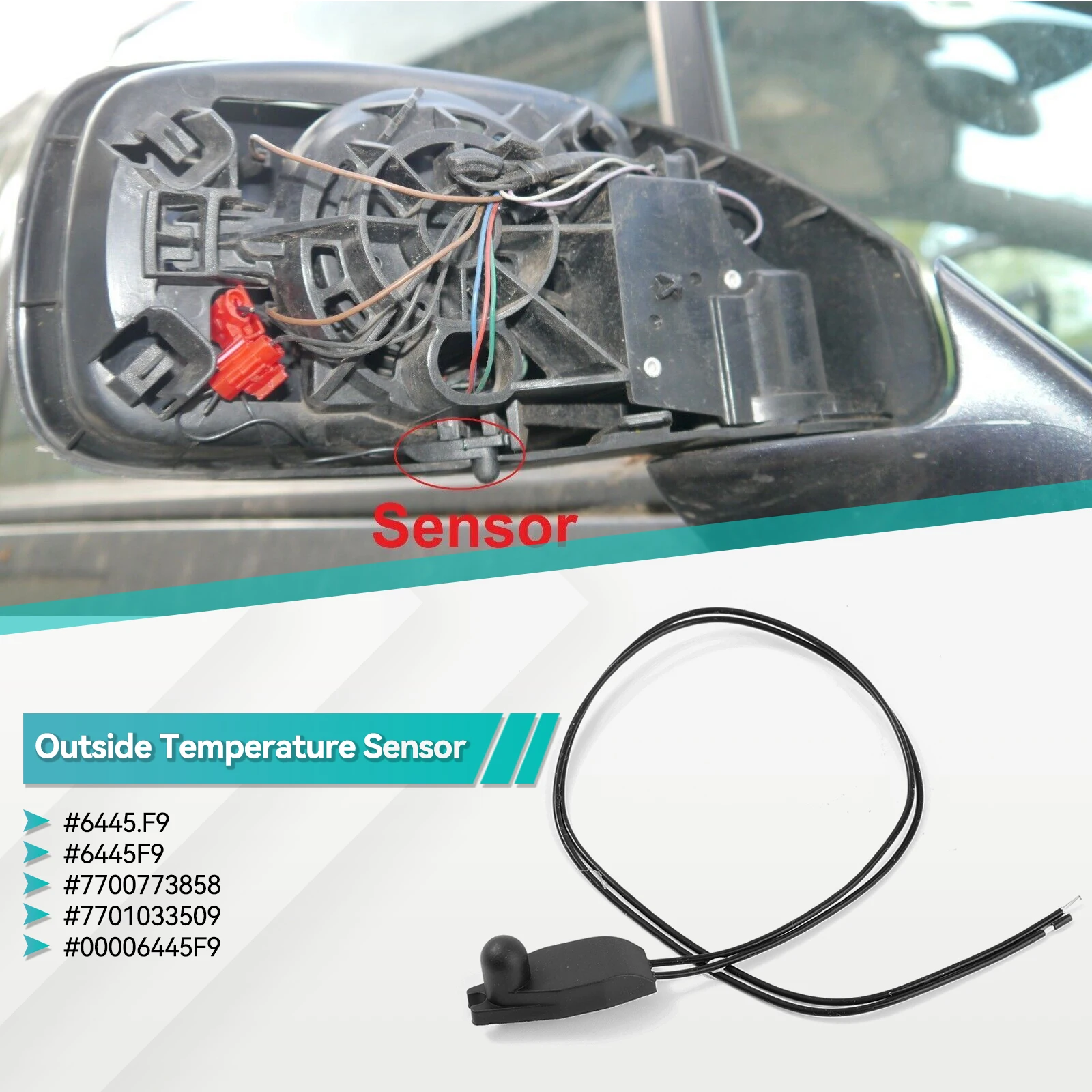 Outside Exterior Ambinet Temperature Sensor 6445.F9 Fit for Citroen C3 C4 Peugeot 307 308 406 407 607 2008 Renault Fiat 6445F9