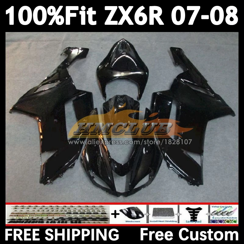 

Injection Body For KAWASAKI gloss black NINJA ZX 636 6R ZX-6R 2007 2008 157No.56 ZX-636 ZX600 ZX636 ZX-600 ZX6R 07 08 Fairings