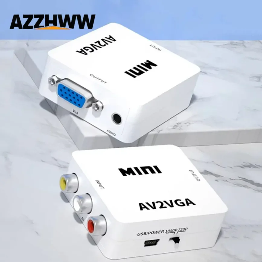 Conversor de vídeo rca para vga 1080p mini av para vga adaptador composto tv set-top box conversor de áudio e vídeo para vcd dvd tv projetor