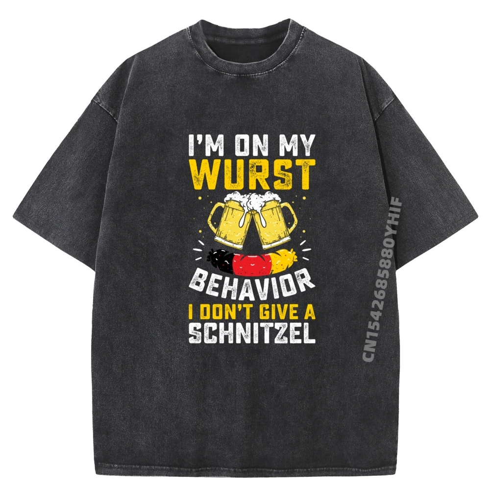 

I m On My Wurst Behavior I Dont Give A Schnitzel Октоберфест Графическая футболка Мужская одежда Свободные стиры топов в китайском стиле