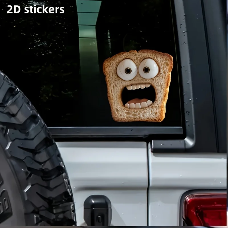 Frightened Toast Bread PVC Stickers Car Scratch Cover Suitable for Laptops Motorcycle Trucks - Fun Kitchen Themed Decals  Q129