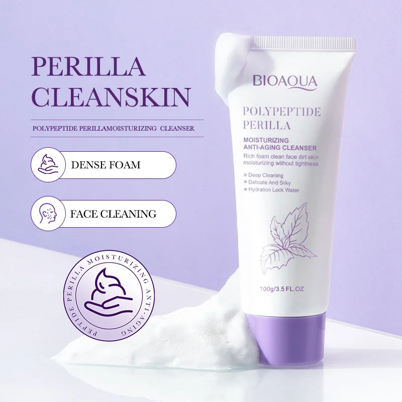 BIOAOUA Polypeptide Perilla Moisturizing Cleanser Anti-aging Oil Control Deep Cleaning Mild Facial Cleanser Face Washing