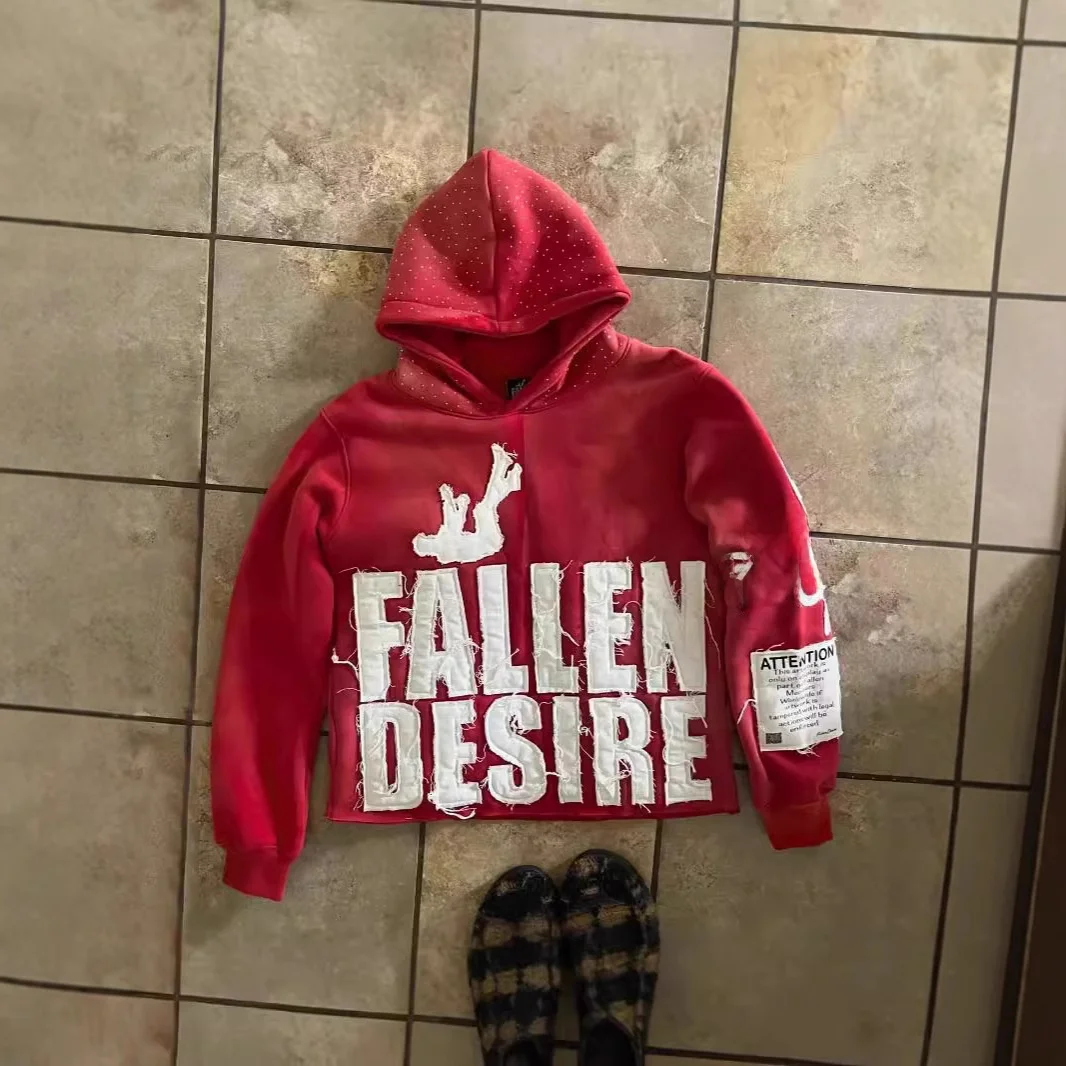 in Stock Personalized Trendy Patch Printed Hoodie Street Style Loose Fit Winter Men's Short Pants City Walk Fashion