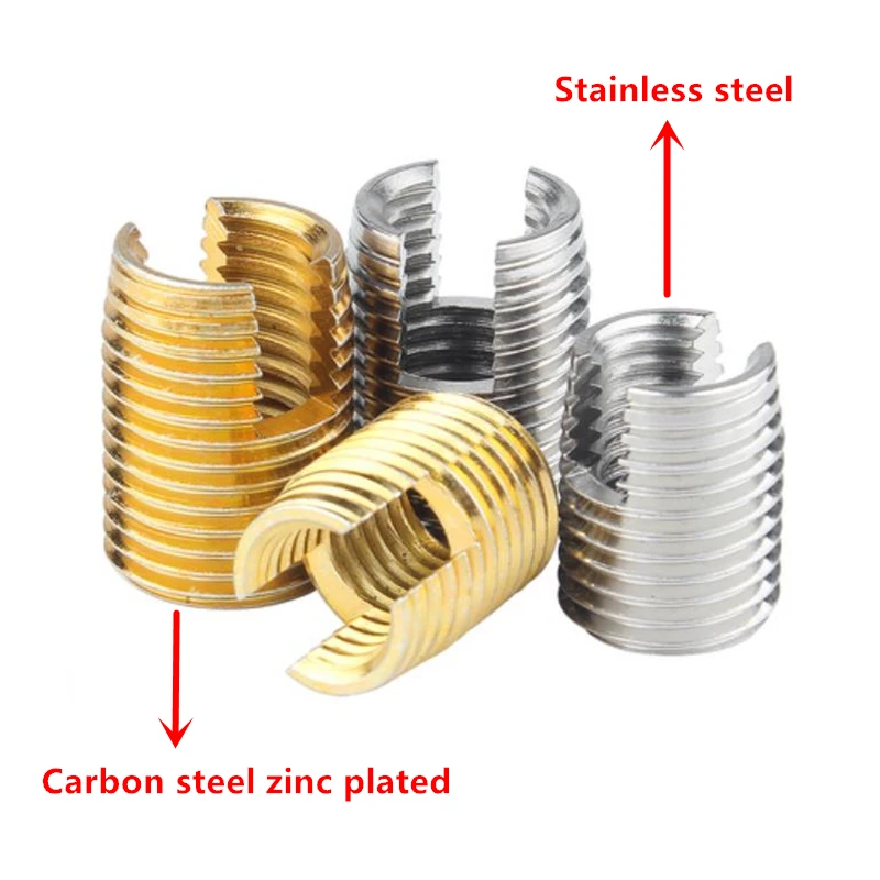 10/2pcs M2  M3 M4 M5 M6 M8 M10 M12 M14   Self tapping Thread Insert Self Tapping Screw Bushing Slotted Type Thread Repair Inset
