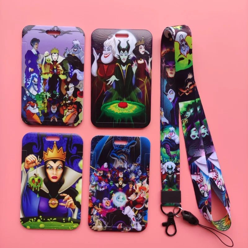 Disney Villains Lanyard ID Card Holder Key Chain Women Name Badge Holder Neck Strap Credit Cards Key Rings Accessories Gifts