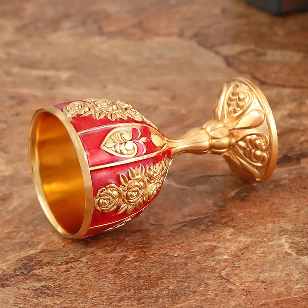 

2pcs Red Wine Cup Vintage Alloy Goblets Unbreakable Small Liquor Cups For Whiskey Beer Tea Camping Party Home Use