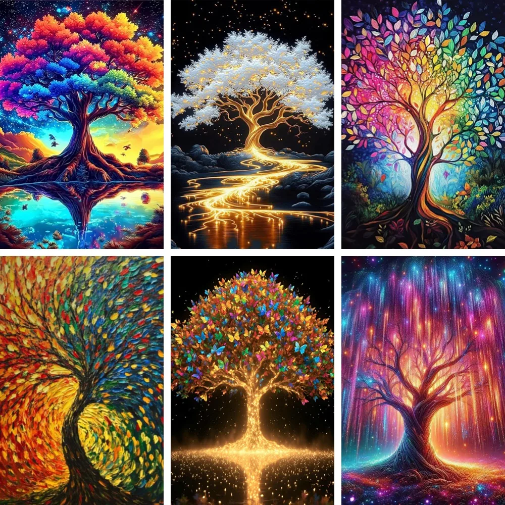 

Full Drill Square Diamond Embroidery Painting Spring Tree Wall Art , White Blossom Tree Needlework Beaded Mosaic Handmade Gift