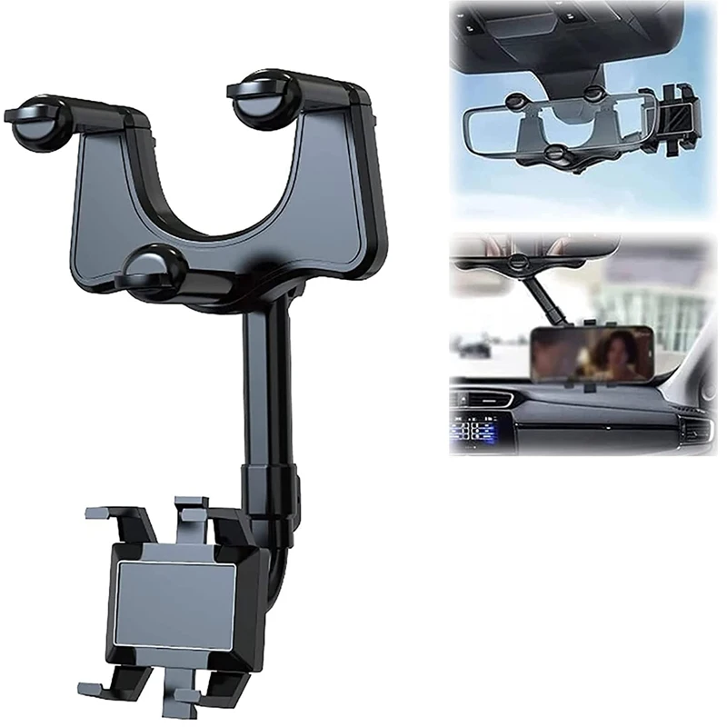 360 ° Rotatable และ Retractable รถผู้ถือโทรศัพท์มือถือมัลติฟังก์ชั่นกระจกมองหลังผู้ถือโทรศัพท์ Universal ด้านหลังกระจกโทรศัพท์ Mounter
