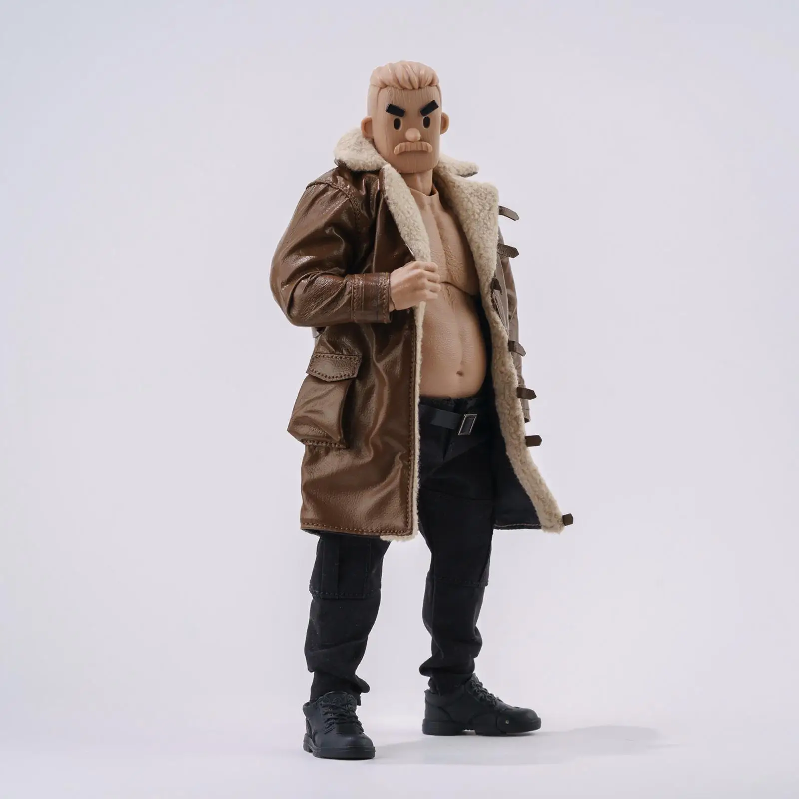 

1/10 1/12 Male Soldier PU Leather Coat, Miniature Clothing, Fashion Trendy, Easy to Wear, Doll Clothes Dress up, Photo Prop