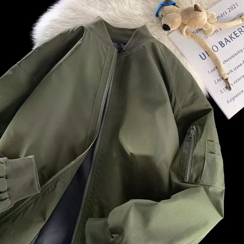 

Loose Fit Men's Baseball Jaet Autumn Winter plus Size Workwear Pilot Ins Sle Trendy Couple Outerwear Youth ular Color ...