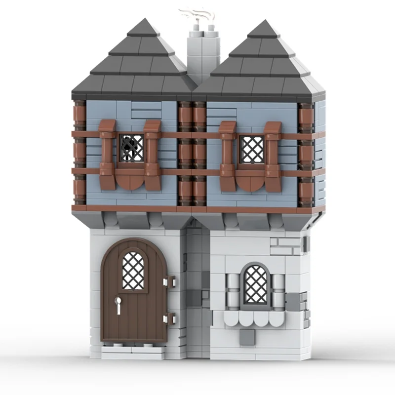 409 قطعة MOC منزل صغير أزرق القرون الوسطى قلعة نموذج اللبنات البناء لتقوم بها بنفسك لعبة إبداعية فكرة هدية الكريسماس الطوب الاطفال #4