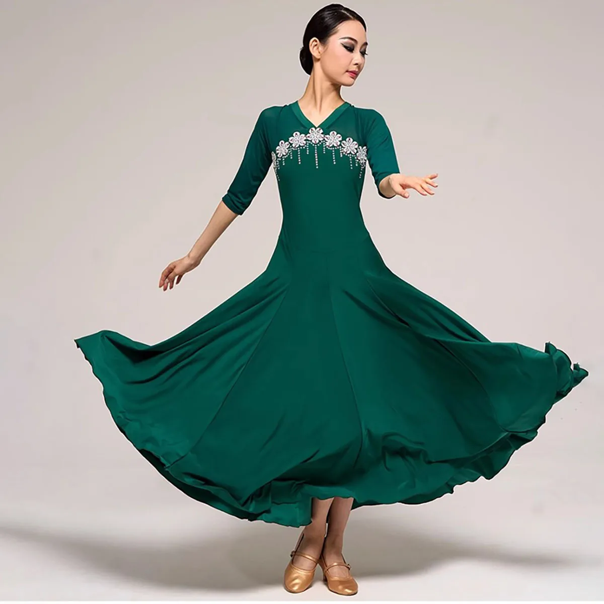 

Ballroom Dance Dress Women's 2024 New Modern Dance Clothes Big Swing Half Sleeve Tango Party Waltz Practice Wear Costume