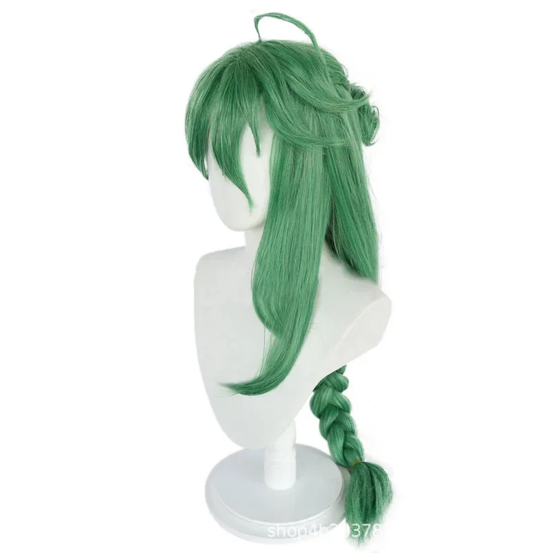 qq28LQAnime Game Genshin Impact Baizhu Cosplay Wig Glasses Green Synthetic Hair Halloween Party Carnival Roleplay Accessory Prop - view 3