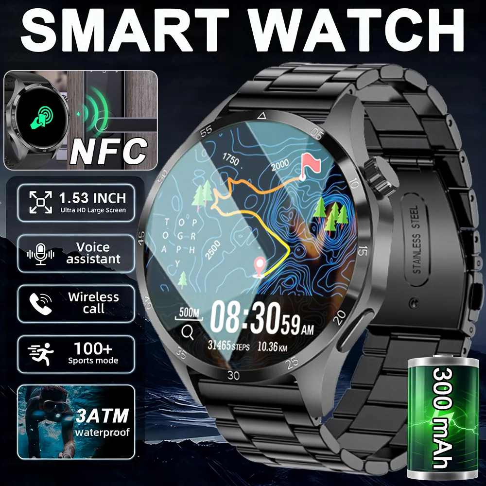 

DAORKOW 2025 New Outdoor Sport Smart Watch Men 360*360 AMOLED Screen GPS Heart Rate Bluetooth call 3ATM Waterproof Smartwatch