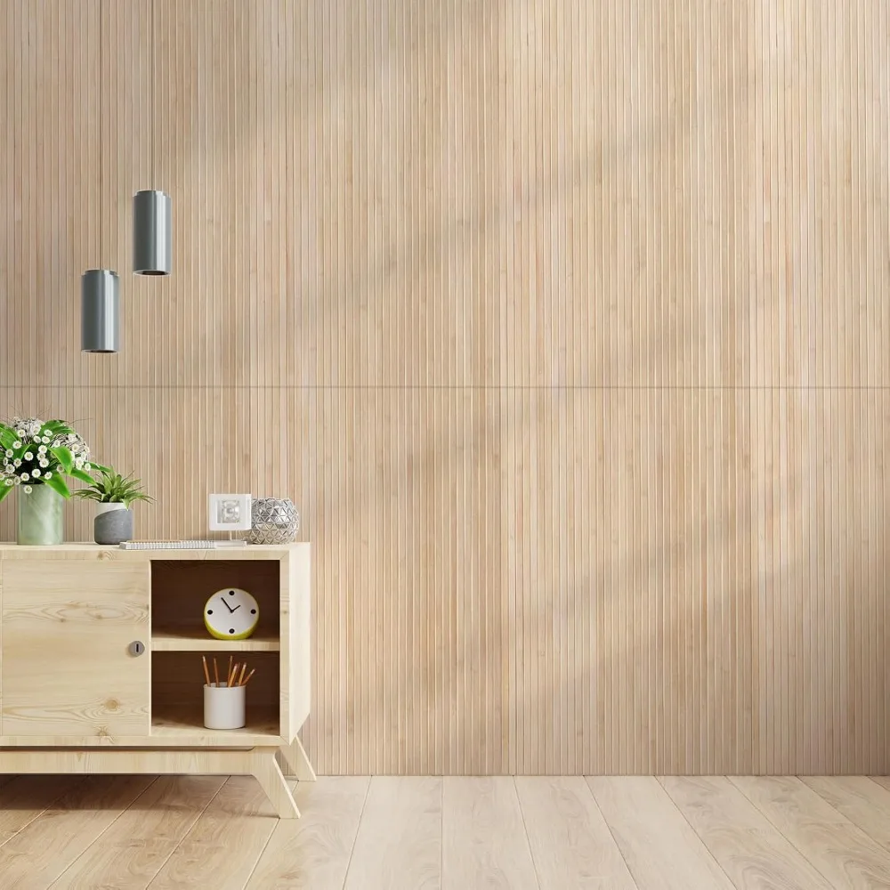 Panneau mural en bambou naturel 48x96 pouces, pour décoration murale intérieure, panneaux de revêtement mural d'enveloppe de poteau Flexible