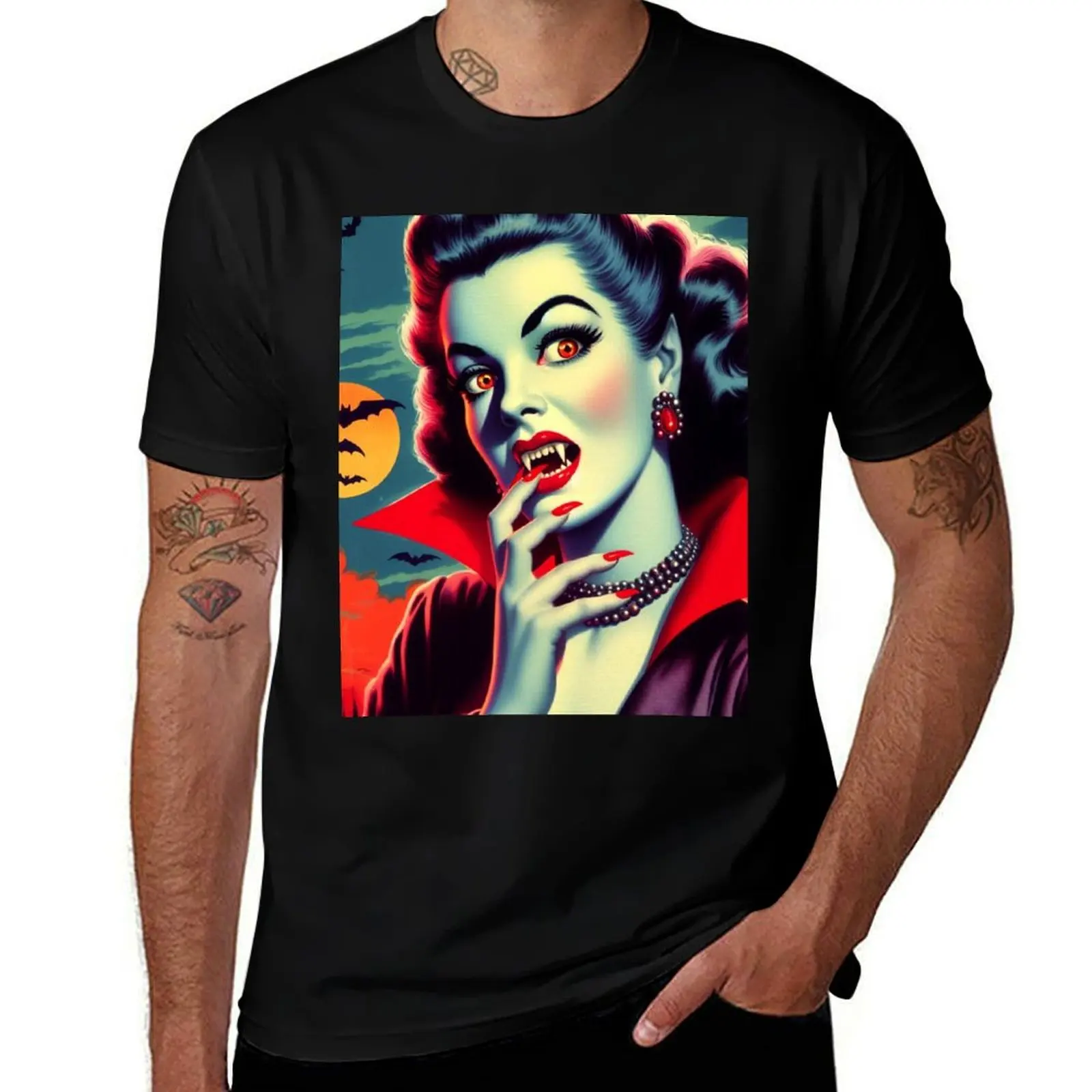 

Vintage Vampire Woman T-Shirt t shirts cotton 100% t shirt personalised