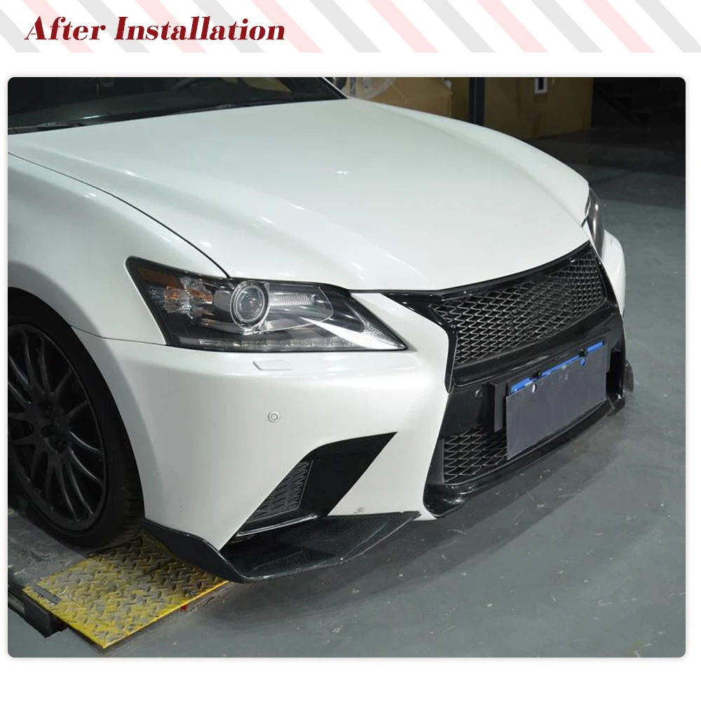 Carbon Fiber/FRP Black Car Front Bumper Lip Spoiler Splitters Flaps for Lexus GS F Sport GS350 GS450h 2012-2015 Front Splitters