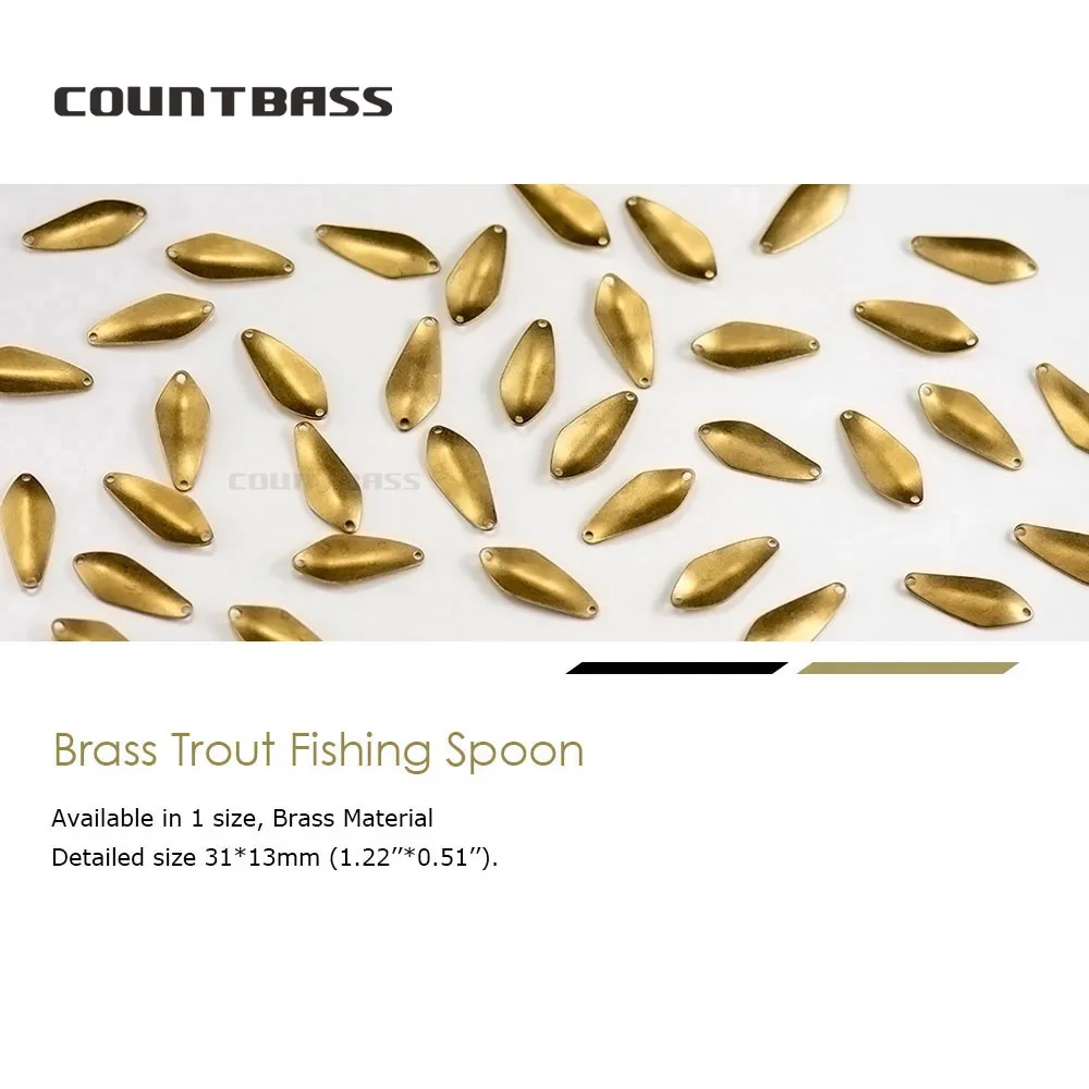 Countbass 50pcs Brass Salmon Fishing Spoon Blanks SP013  2.4g ( 3/32oz) , Bass Pike Lure Baits Unpainted