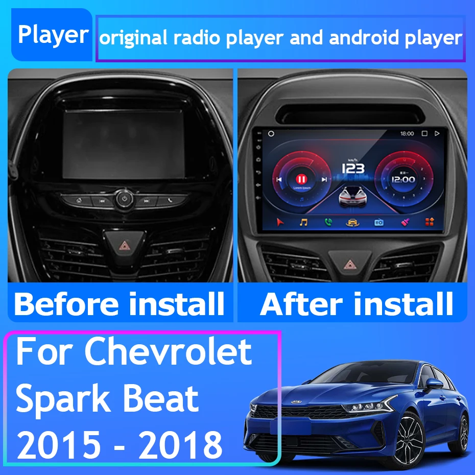 Car Radio Carplay For CHEVROLET Spark Beat 2015 - 2017 GPS Navigation Android Auto Stereo Multimedia Player 5G Wifi Dash No 2din