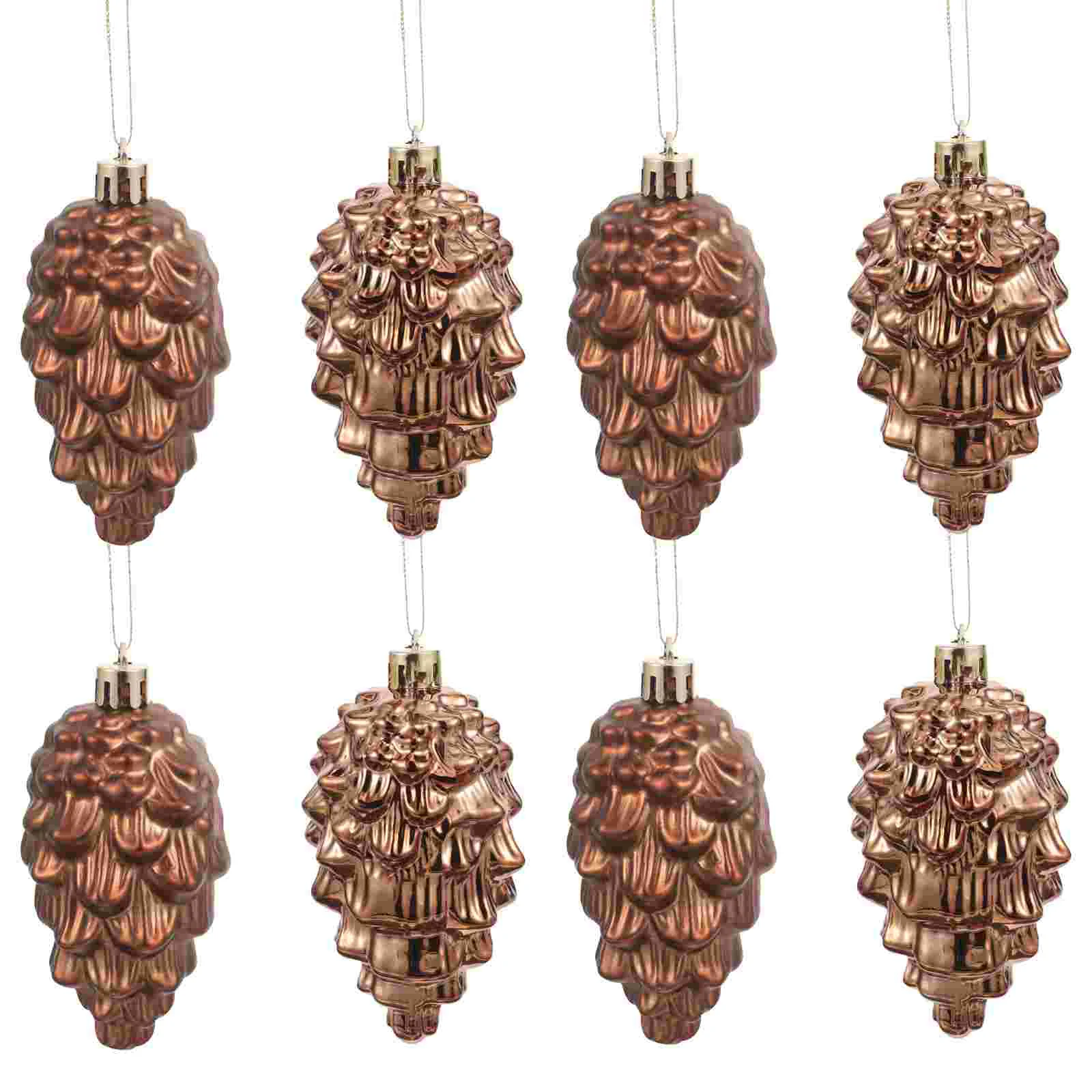 8 Pcs Coffee Red Christmas naments Pine Cone Set for Tree Plastic Decor Xmas Pendant Clearance Holiday Hanging for Crafts