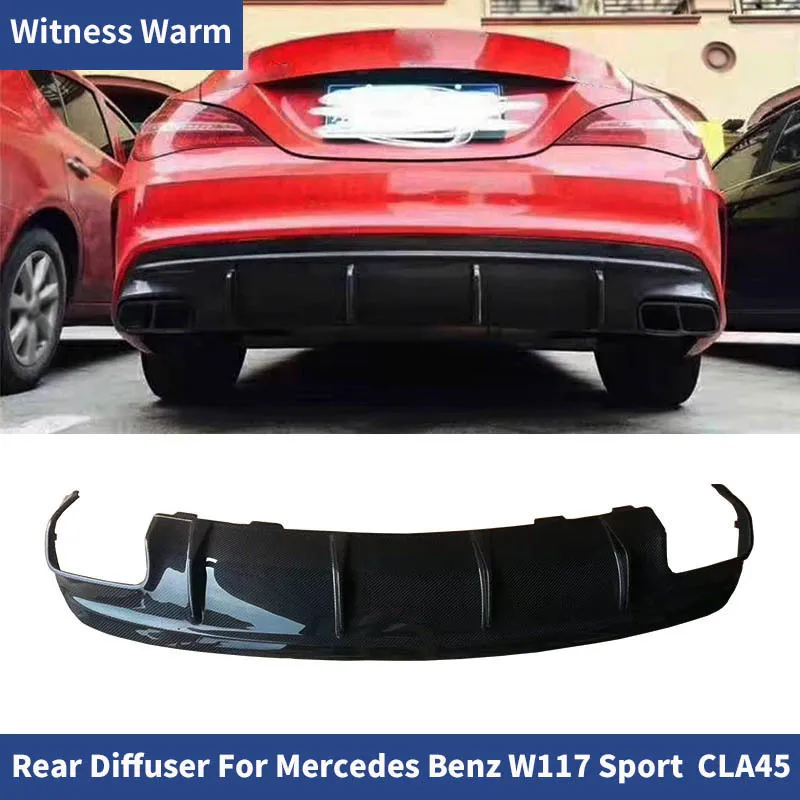 Cla Class Carbon Fiber Rear Lip Spoiler Diffuser for Benz W117 Cla45 Amg Style 2014-2019 with 4-outlet Exhaust Sport Bumper