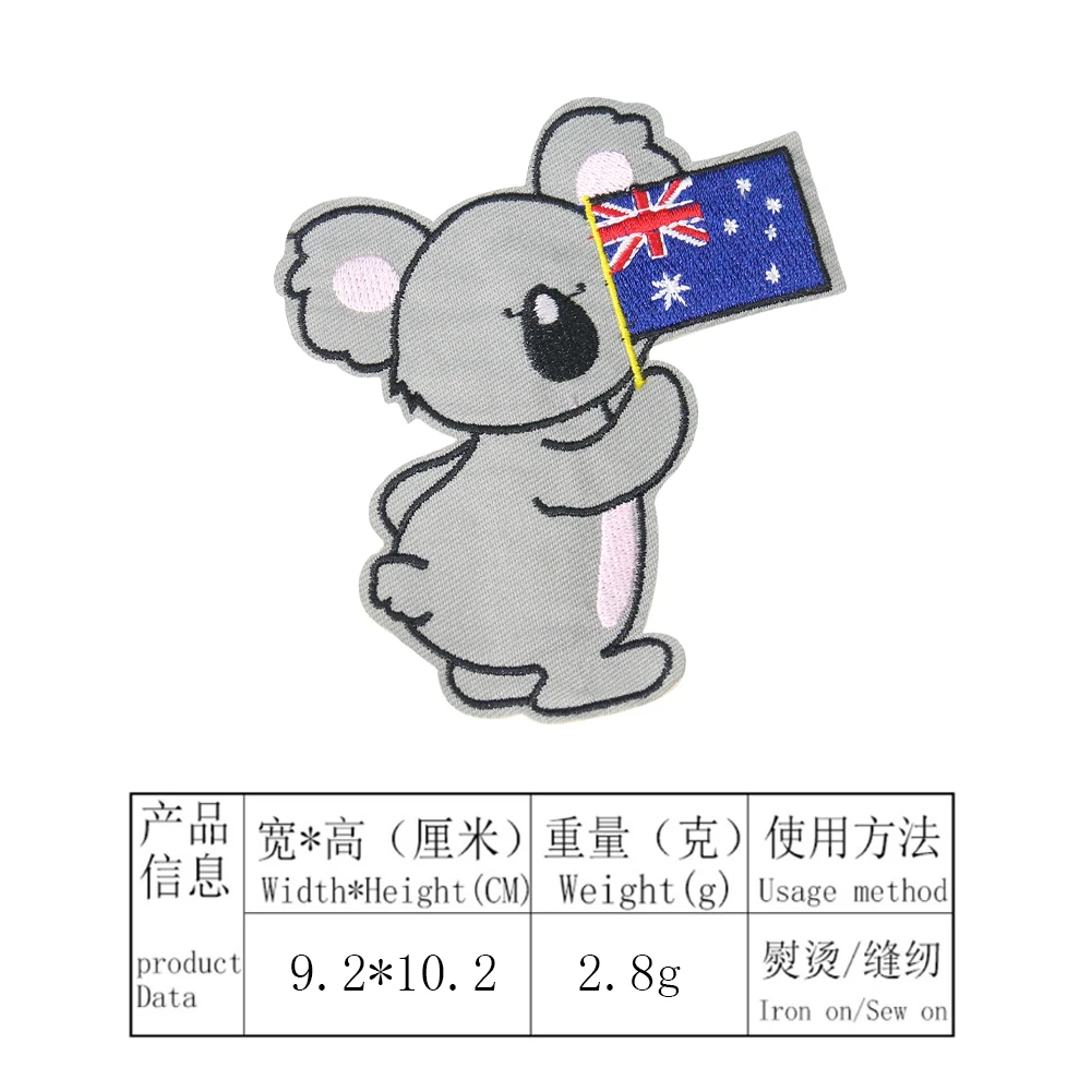 2PCS Australian Flag Animal Koala Las Vegas Sydney Opera koala Iron on Applique Embroidered Patch Sewing Fabric Patchwork