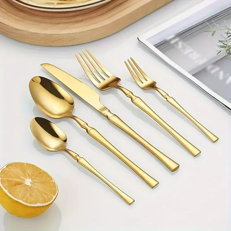 30/60pcs New Cross-Border Small Waist Knife, Fork and Spoon Stainless Steel Tableware Set Is Suitable for Holiday Parties.