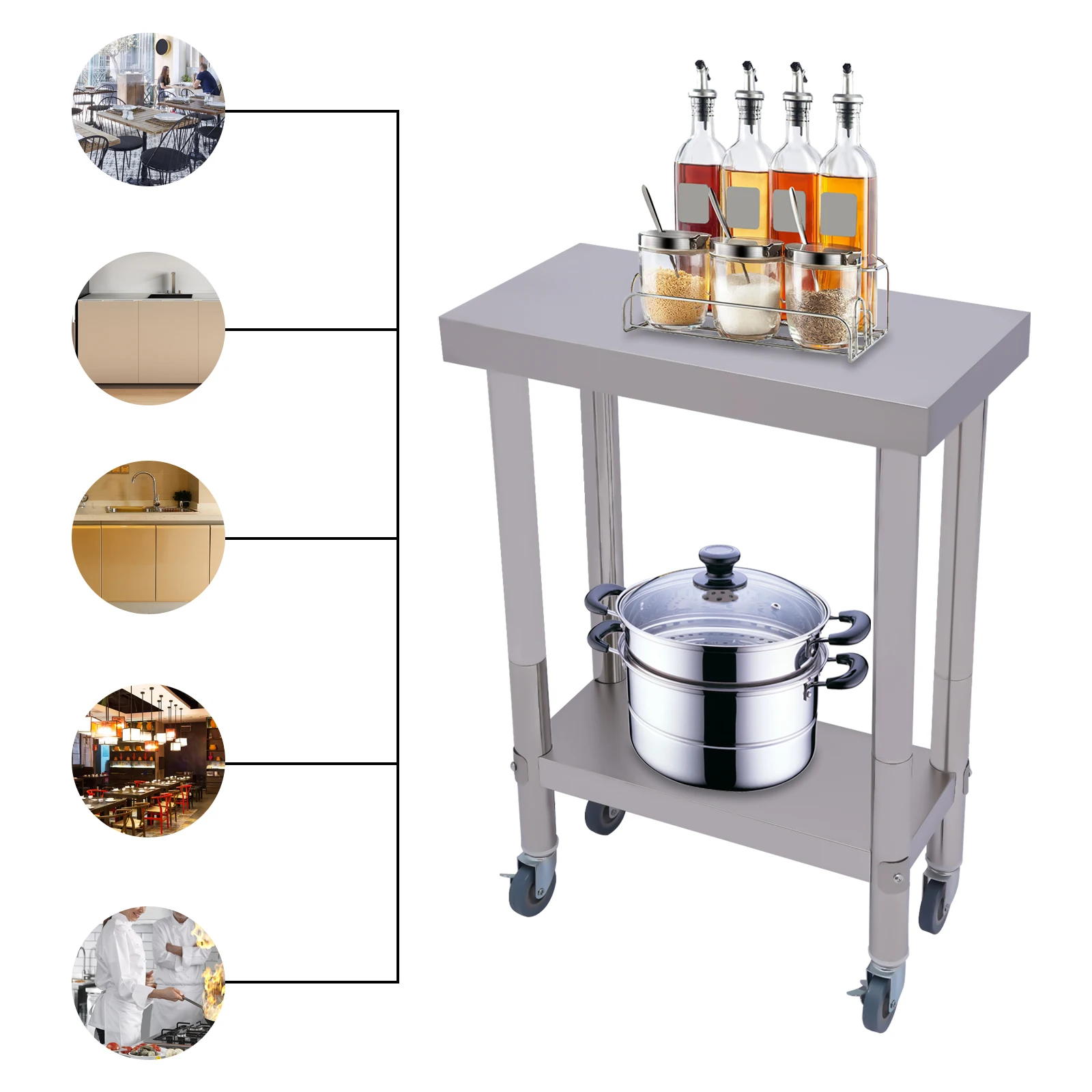 

Stainless Steel Table for Prep & Work, Commercial Heavy Duty Food Prep Worktable with Undershelf for Restaurant, Home and Hotel