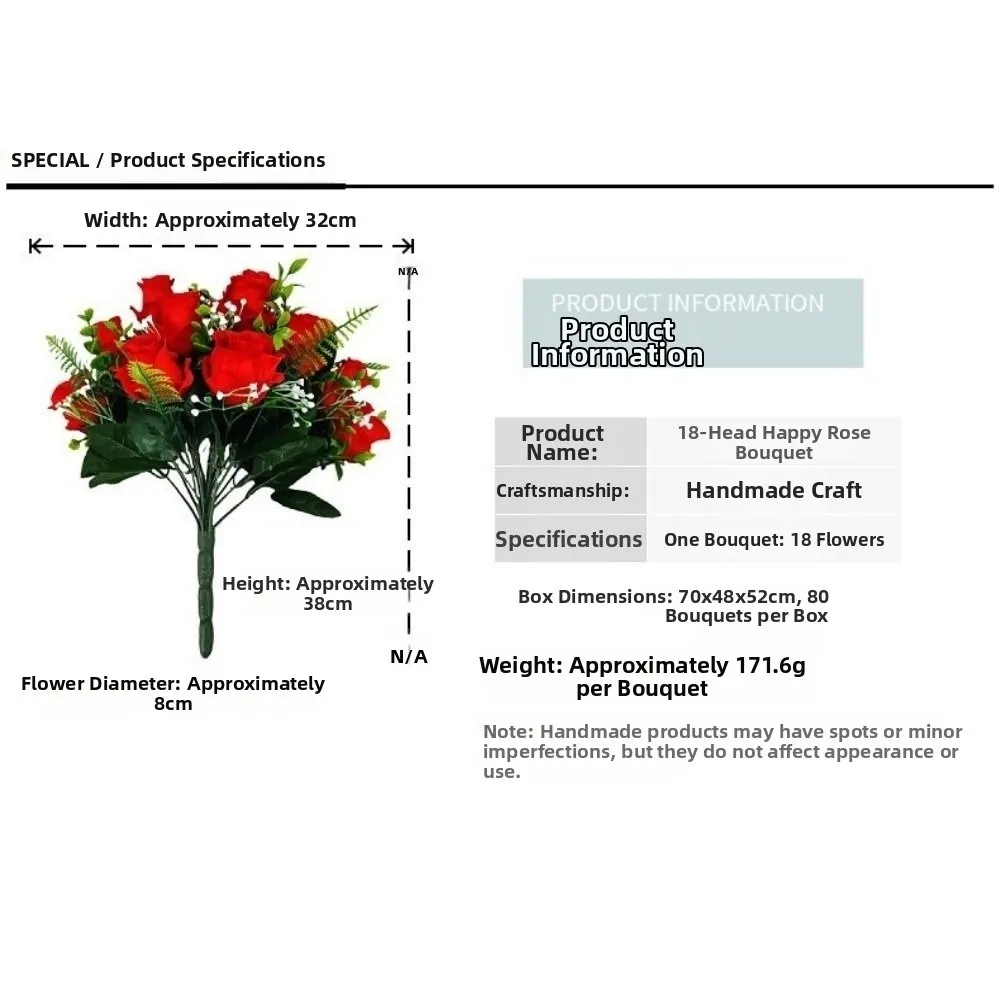 18 Köpfe Echte Glückliche Blumen in 8 Farben für Fotografie, Geschenk zum Valentinstag, Mini-Kristallgras-Bouquet – Detail 1