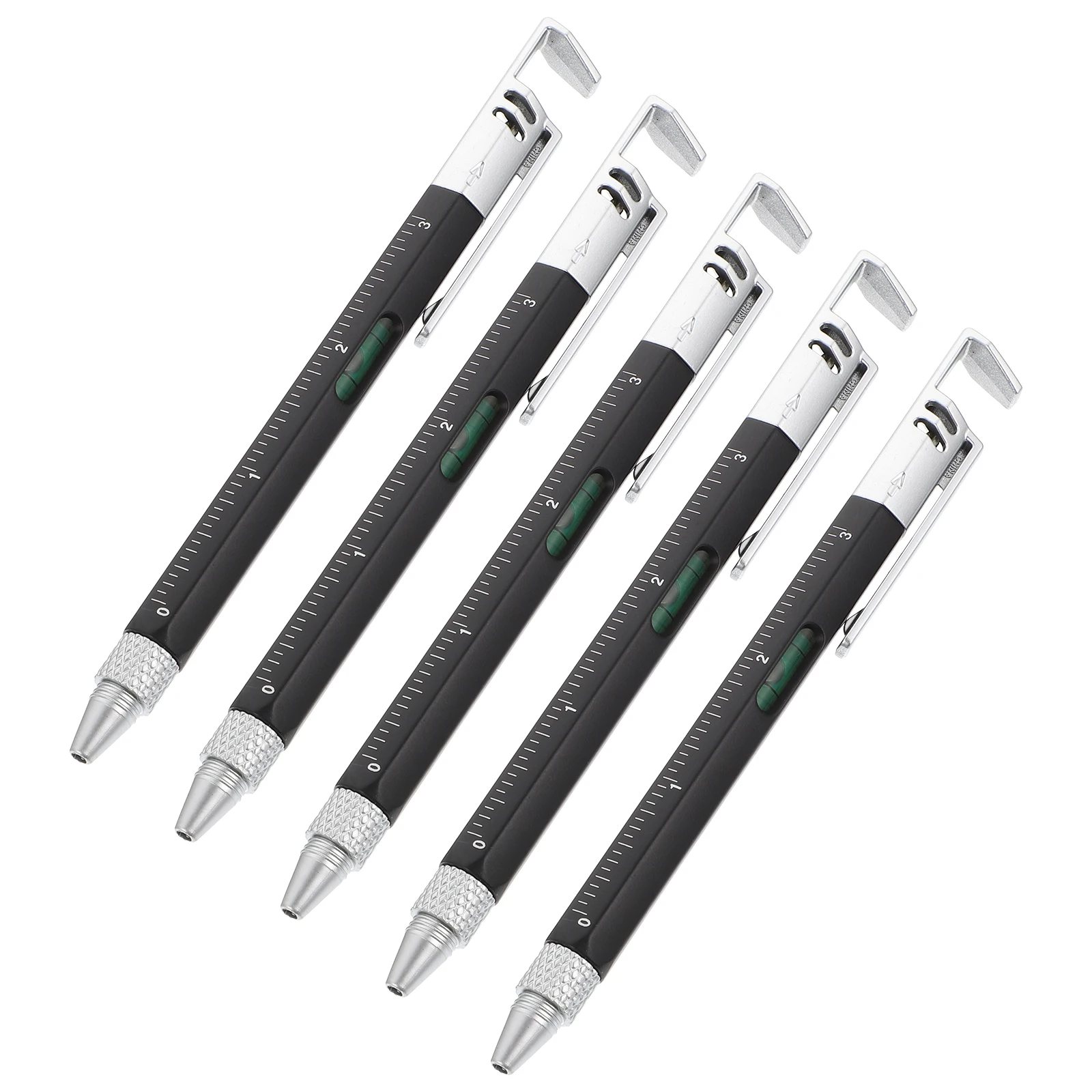 

5pcs Six-in-one Multifunctional Black ABS Plastic Ballpoint Pens 6 In 1 Pens Screwdriver Ballpoint Art Supplies
