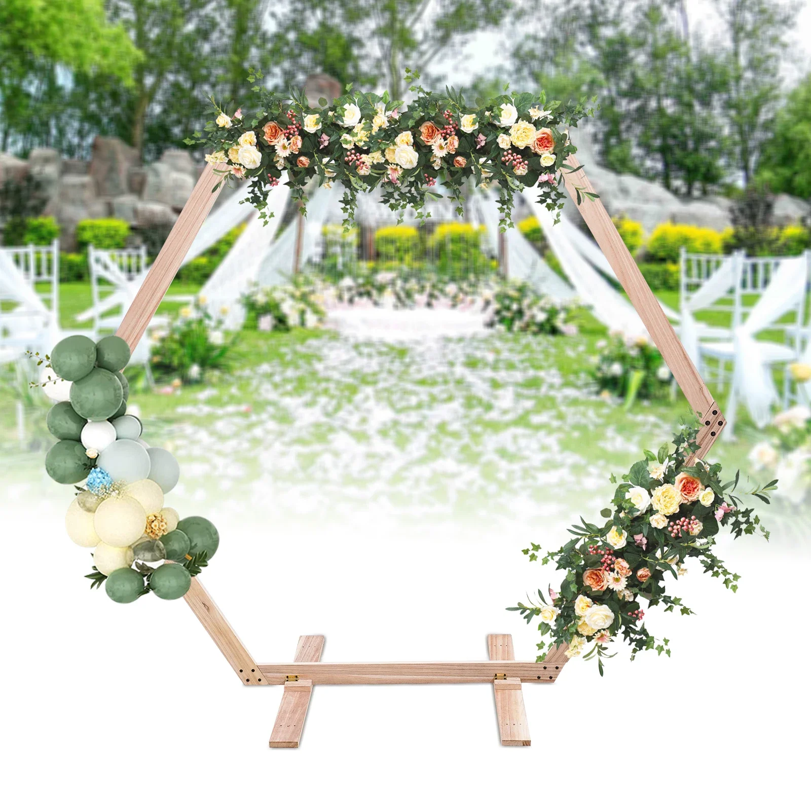 

New Wooden Wedding Arch Rustic Wedding Decorations Wedding Arch Ceremony Balloon Arch Stand Garden Arch Photo Backdrop