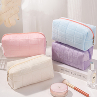 Solid Fur Cosmetic Storage Bag Large Women Zipper Makeup Organizer Handbag Stationery Pencil Case Travel Make Up Toiletry Pouch